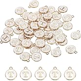 MECCANIXITY Alphabet Letter Charm Double Sided Alphabet Pendant, for Necklace Bracelet Earring Jewelry Making