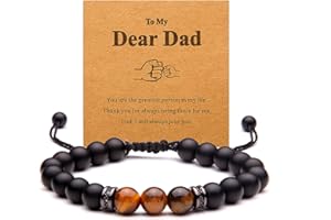 youglatt Father's Day Gifts, Tigers Eye Bracelet for Men, Fashion Black Onyx Men Bracelet, Birthday Father's Day Gifts for Dad from Daughter, Son