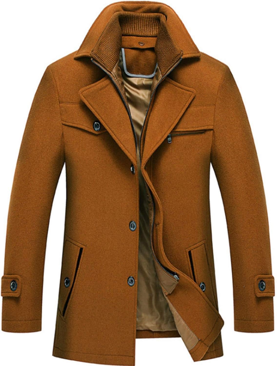 New Men Wool Overcoat Winter Coat Thick Mens Woolen Jackets Slim Fit