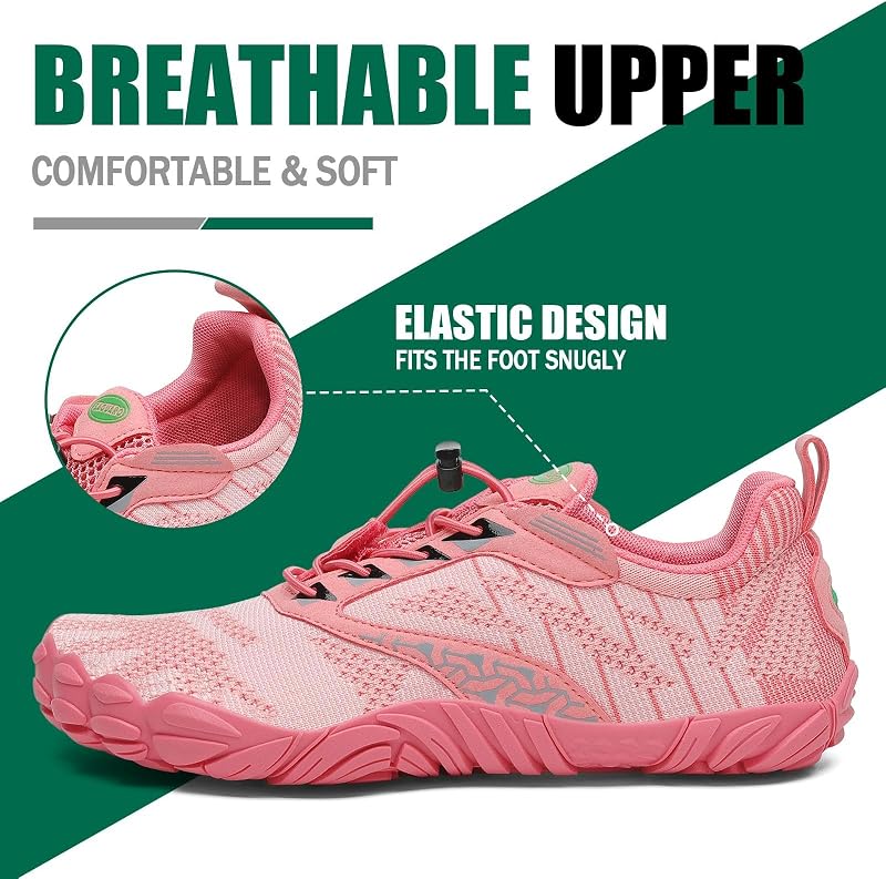 Barefoot Shoes Uomo Donna Scarpe Barefoot Minimaliste Scarpe a Piedi Nudi Antiscivolo Scarpe Trail Running Leggere Scarpe Dita Rosa Salmone,Gr.42