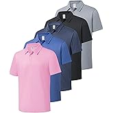 ZITY 5 Pack Mens Polo Shirts Short Sleeve Casual Performance Moisture Wicking Golf Shirt