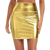 Urban CoCo Women's Sexy Bodycon Pencil Skirt Shiny Metalic Liquid Party Tight Hip Mini Skirt