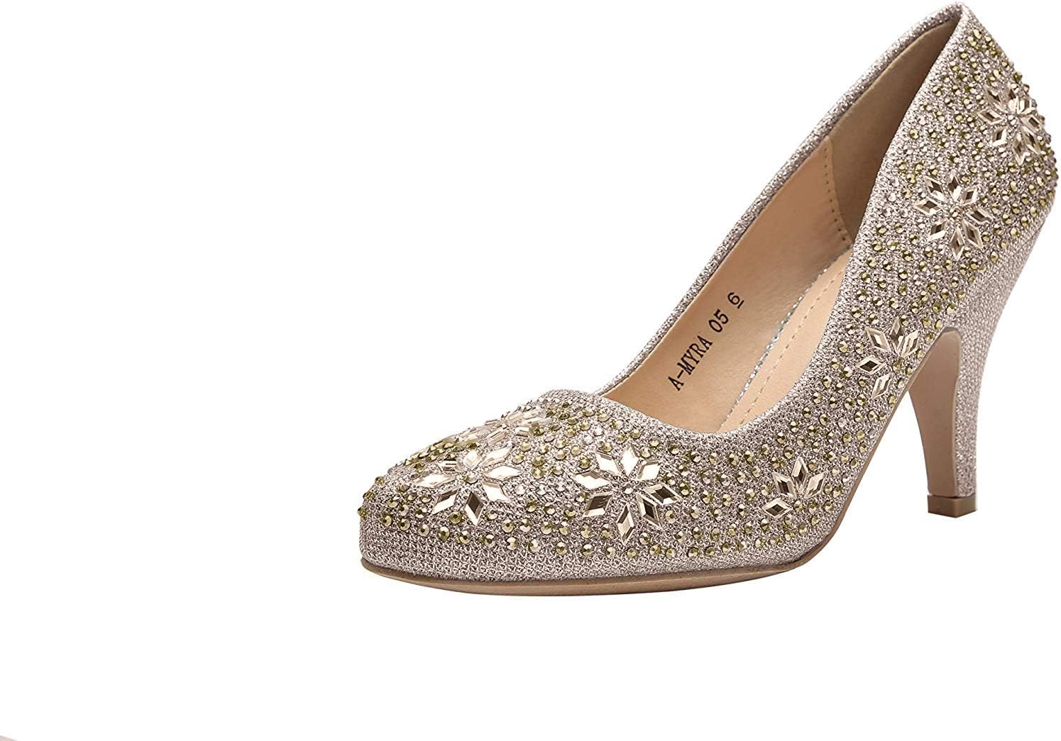 Ashley A (AA-MAYRA05 Princess Sparkle Crystal Gem Rhinestone Glitter Formal Pumps, Wedding Shoes Evening Dress Heels for Women