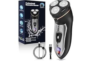 SAKIOO Electric Razor for Men, Rechargeable Electric Shavers for Men Face,LED Display,Wet/Dry Waterproof Men's Electric shavers, Cordless Razor with Pop Up Trimmer,Portable Travel Razor Black