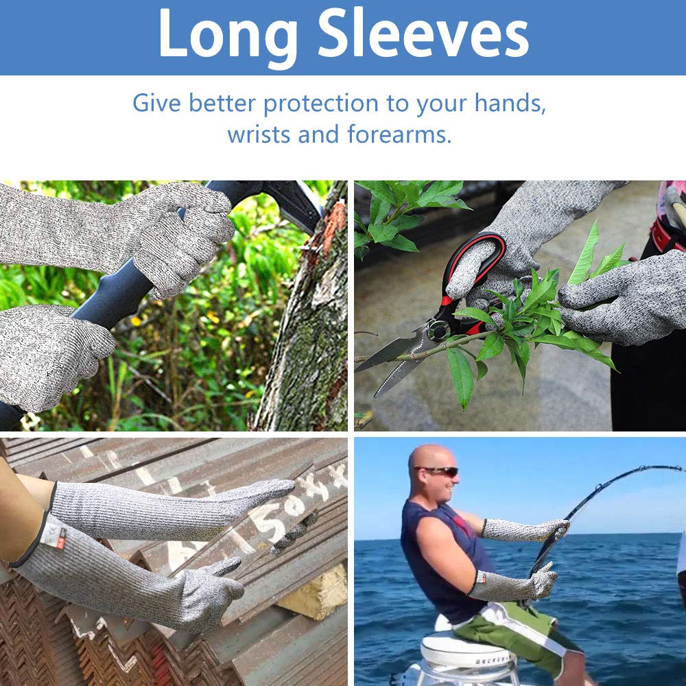 GRSTREE Cut Resistant Gloves long sleeves Stainless Steel Wire,High Performance Level 5 Anti Cut Sleeve,Hand Wrist Forearm Protectors - Image 4