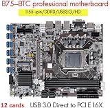 Lodokdre B75 12 Card Mining Motherboard CPU Fan 8GB DDR3 RAM 128GB SSD 12 USB3.0 view 6