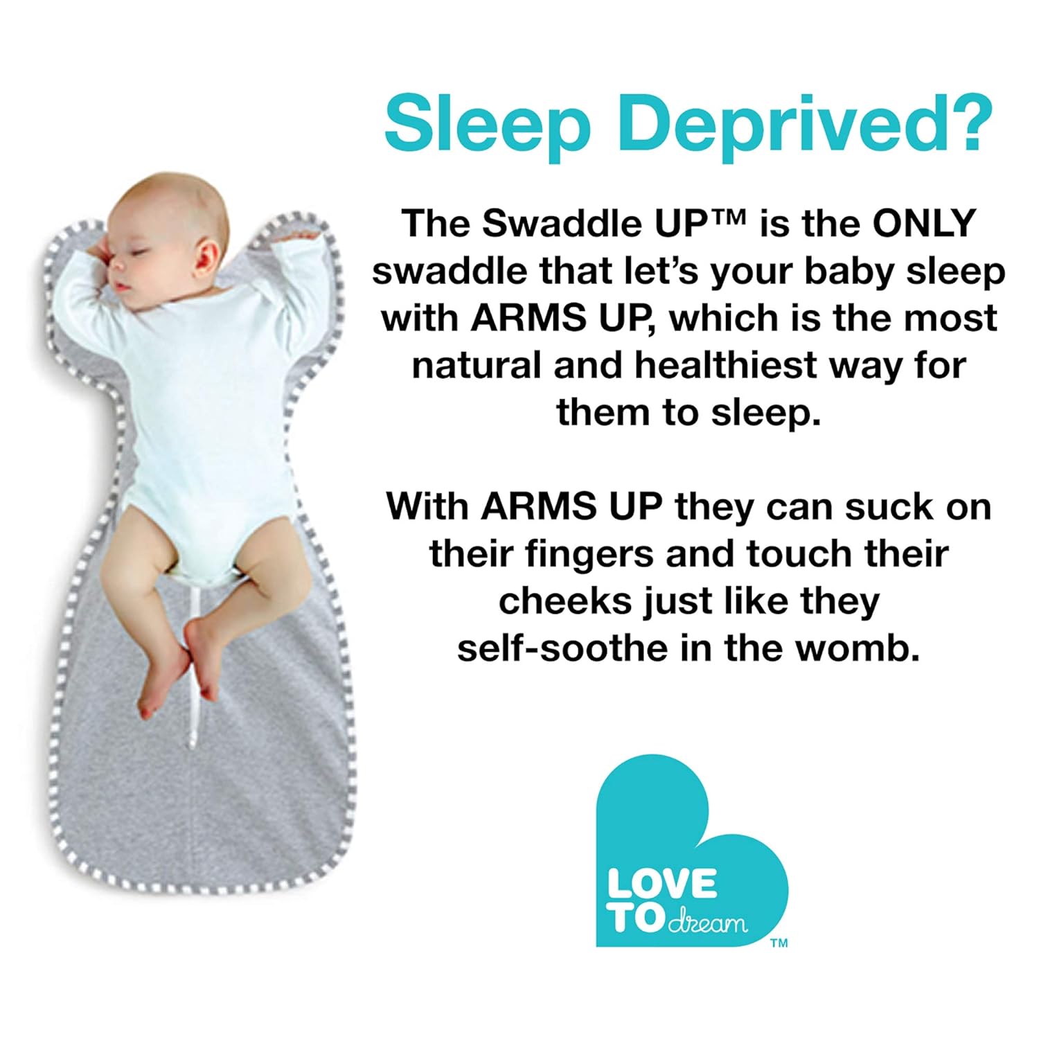 Love To Dream Swaddle UP, Gray, Small, 8-13 lbs., Dramatically Better Sleep, Allow Baby to Sleep in Their Preferred arms up Position for self-Soothing, snug fit Calms Startle Reflex: Baby