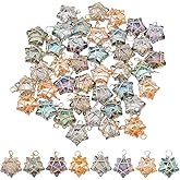 SUPERFINDINGS 40Pcs Wire Wrapped Star Pendants AB Color Electroplate Glass Charms Mixed Color Crystal Dangle Charms for Earring Bracelet Necklace Jewelry Making,Hole:1.5-2mm