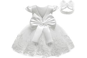 KEAIYOUHUO 3M-3T Toddler Baby Girls Dresses Pageant Wedding Flower Girls Dress Formal Gowns Embroidered Lace Dress + Headwear