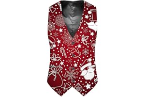 Christmas Graphic Vest for Men Holiday Festival Blazer Waistcoat for Xmas Party Vacation Tuxedo Dress Vest Xmas Tank Tops