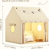 MUHMUH Children's Tent Playhouse with Star Lights Beige Indoor Outdoor Teepee view 2