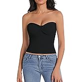Abonlen Tube Tops for Women Twist Knot Summer Going Out Crop Tops Backless Strapless Bandeau Tops Y2K Basic