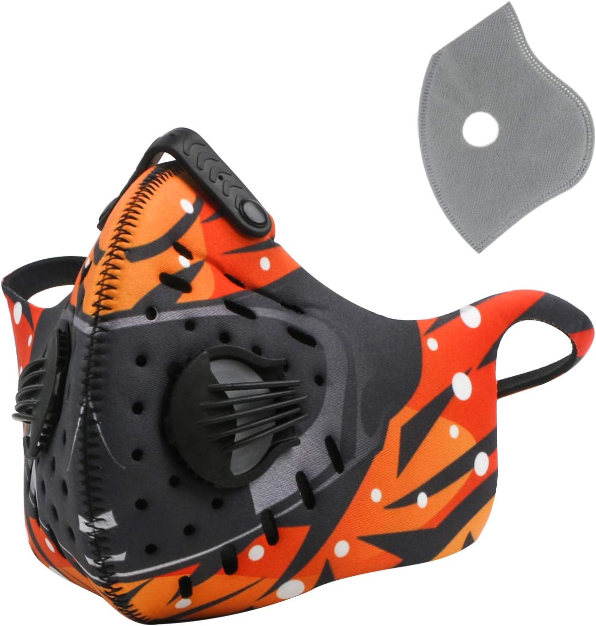 Dust Mask, Upgrade Activated Carbon Non Slip Anti Pollution Dustproof Mask with N99 Filter, Reusable Washable Face Mouth Cover Mask Respirator for Allergy Woodworking Mowing Running Cycling (Orange)