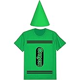 Coume Halloween Crayon Costume Set Crayon T Shirt Felt Hat Halloween Funny Cool Group Team Costume for Women Men Cosplay