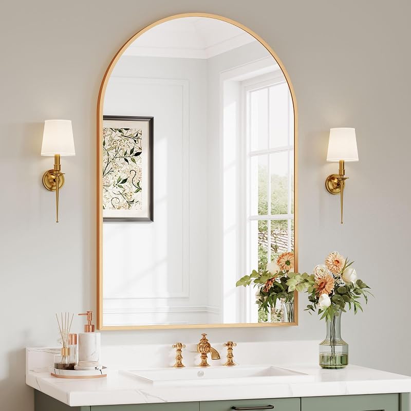 Dripex Gold Arched Mirror 60x90cm Wall Mounted or Leaning
