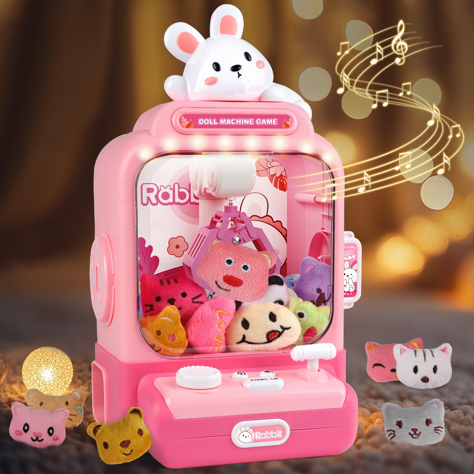 Photo 1 of Claw Machine for Kids,Mini Vending Machines Candy Grabber Prize Dispenser Toys for Girls,Electronic Arcade Claw Game Machine for Party Birthday with Lights Sound (Light Bunny Claw)