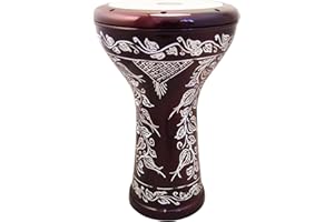 The 17'' Wave Zaza Percussion Egyptian Style Darbuka Doumbek (Red - Engraved)
