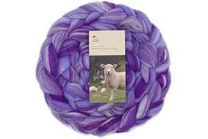 DICHA Fine Merino Wool Roving – Hand-Dyed in Stunning Color Blends for Needle Felting, Wet Felting, Spinning, and Weaving – Soft Combed Top Fiber – 5oz – Lavender Breeze