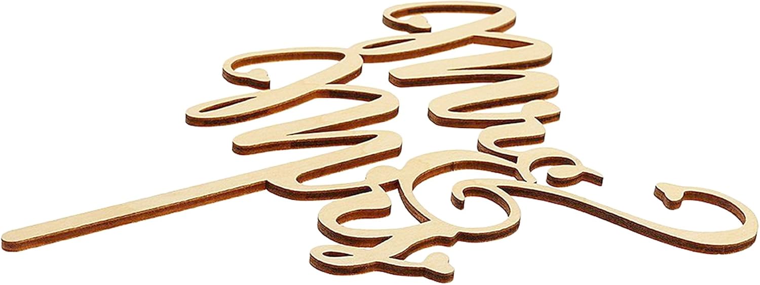 SONSMER Mr and Mrs Cake Toppers, Nature Wooden Wedding Cake Topper Party Homemade Cake Decoration Wedding Party (A) - Image 3