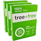 Tree Free Copy Paper, 20 LB, 8.5" x 11", 92 Bright 100% Tree Free Carbon Neutral Acid Free, Made from Sugarcane Waste Fiber (500/Ream), 3-Reams