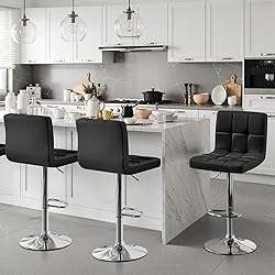 Yaheetech Bar Stools Set of 3, Adjustable PU