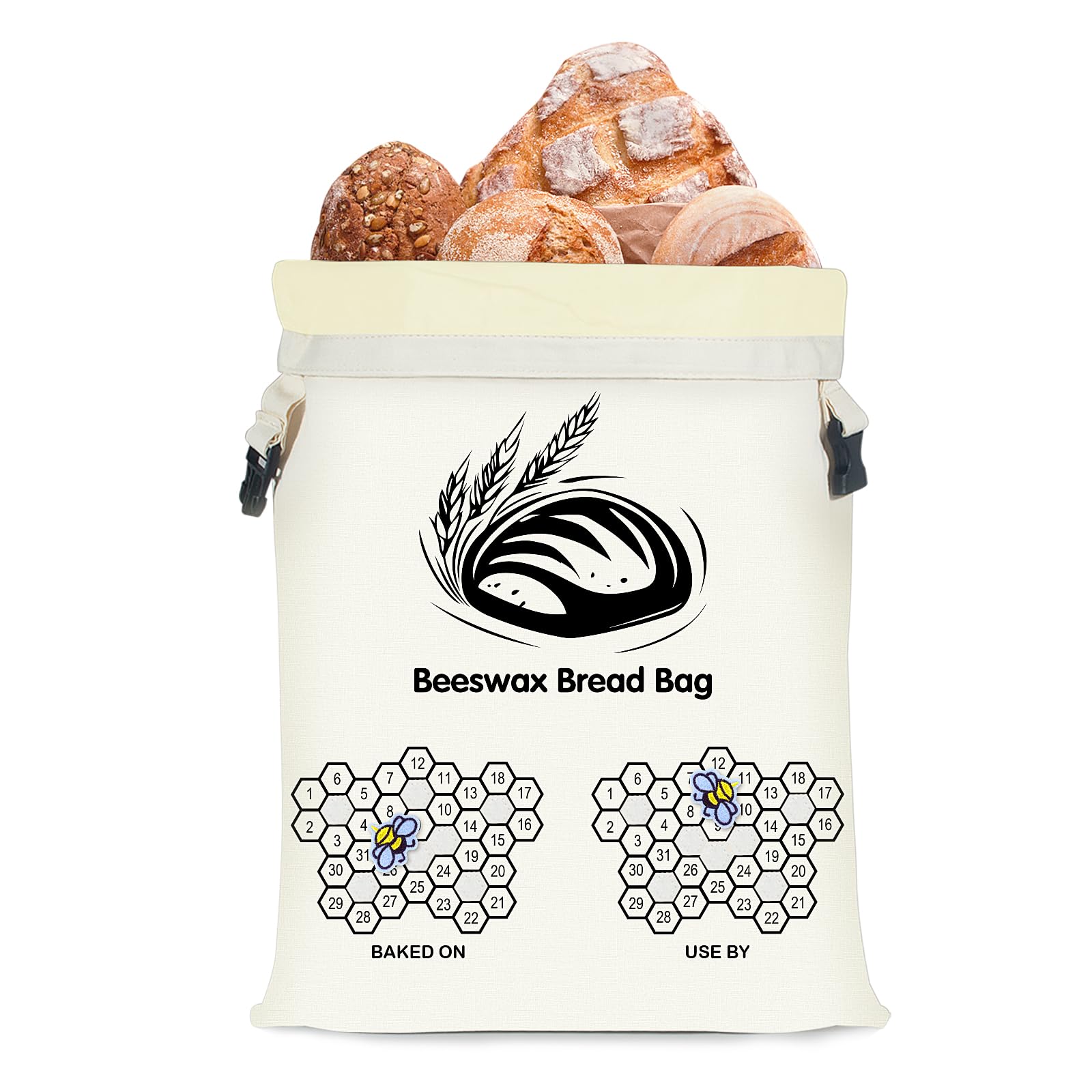 Photo 1 of 1-Pack Beeswax Bread Bag for Sourdough, Reusable XL Cotton Bread Bag for Homemade Bread, Sourdough Bag, Beeswax Bag with Date Tracker, Sourdough Bread Storage for Freshness, 17x13in