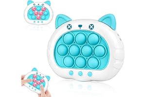 DOVIDEN Light Up Pop Game for Kids Adults, Electronic Handheld Fidget Toys Travel Sensory Fast Push Bubble Game Birthday Gifts for Age 4 5 6 7 8 9 10 12 18 Year Old Girl Boys (BlueCat)