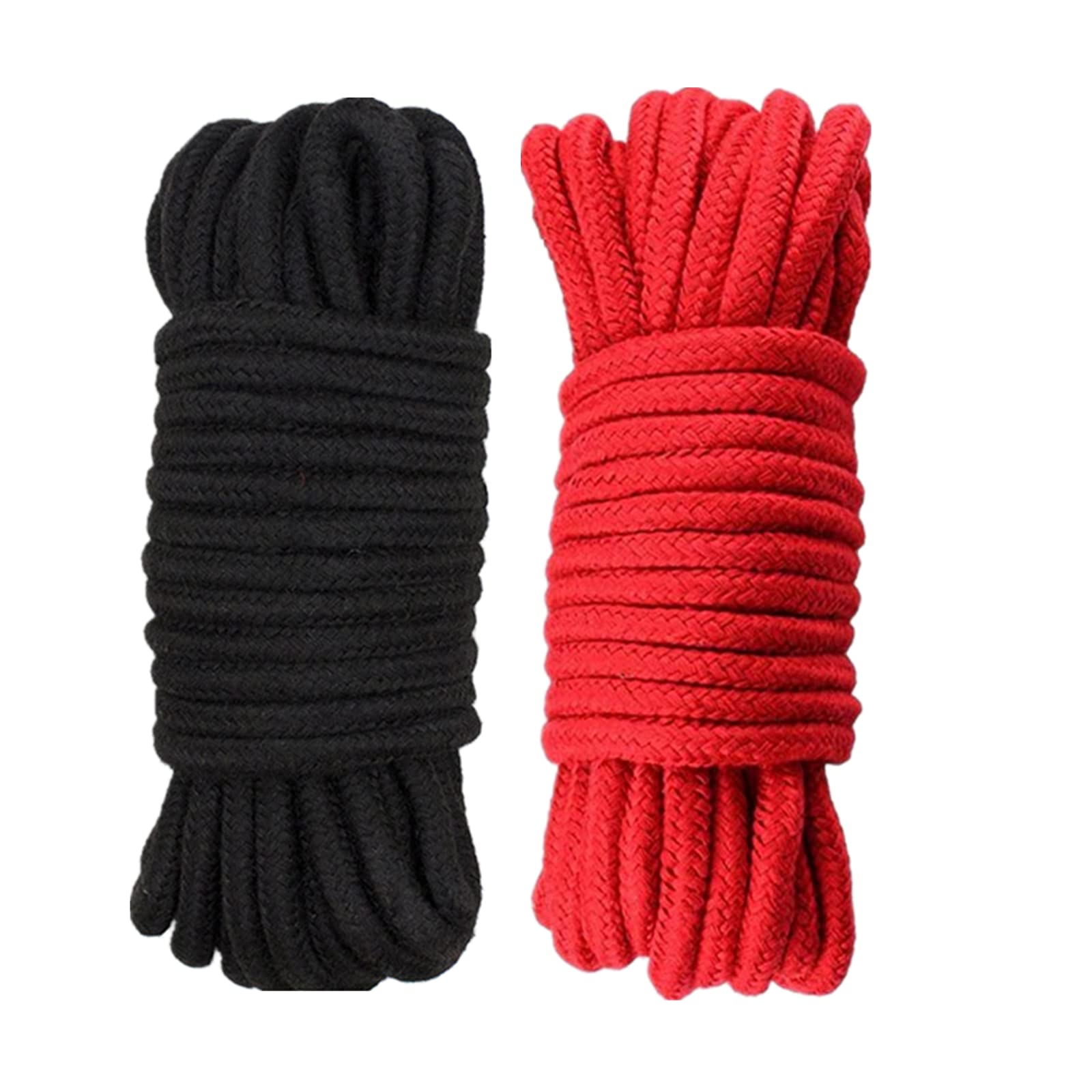 WUWYOUWL Soft Cotton Rope, 8MM Multipurpose Durable Long Rope for Wall Garden Plant Hanger Knitting Home DIY Crafting Decoration (10M, Black+Red)