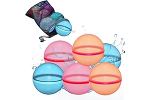 HARDWIND 6 Pack Reusable Water Balloons, 2024 Upgrade Magnetic Water Balloon for Kids Age 3-5, 4-8, 8-12, Refillable Self Sealing Water Bombs Splash Balls Toys for Pool, Beach, Yard, Summer Party Fun (Color-8)