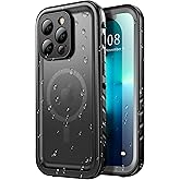 SPORTLINK for iPhone 13 Pro Max Case Waterproof - Buit in Screen Protector [Compatible with MagSafe][IP68 Underwater][6.6FT Military Dropproof][Dustproof] Full Body Shockproof Case 6.7" Black