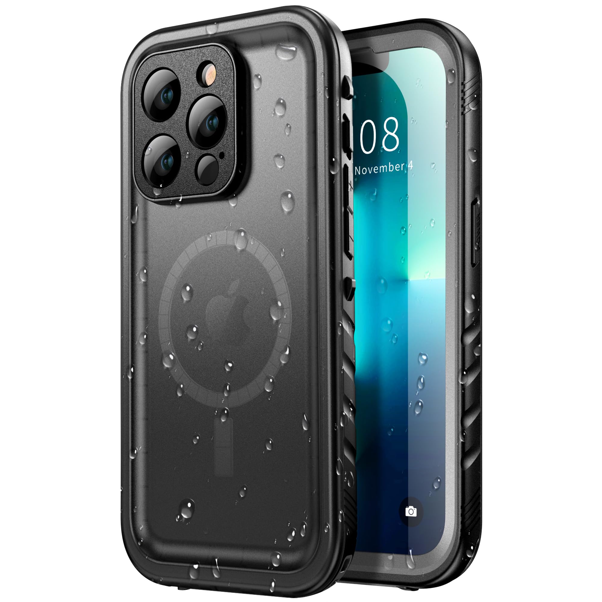 SPORTLINK Waterproof Case - Shockproof Heavy Duty Front Back Cover Built in Screen/Camera Protector 360 Full Body Protective IP68 Dustproof Military Bumper for iPhone 13 Pro Max (6.7"), Black-Magnetic — image 1