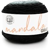 Lion Brand Yarn, Mandala Gradient Variegated Yarn, Black, 1 Pack | Variegated Worsted Weight Acrylic Nylon Knit &amp; Crochet Fiber for Ombre Blankets, Colorful Sweaters, Hats, Scarves