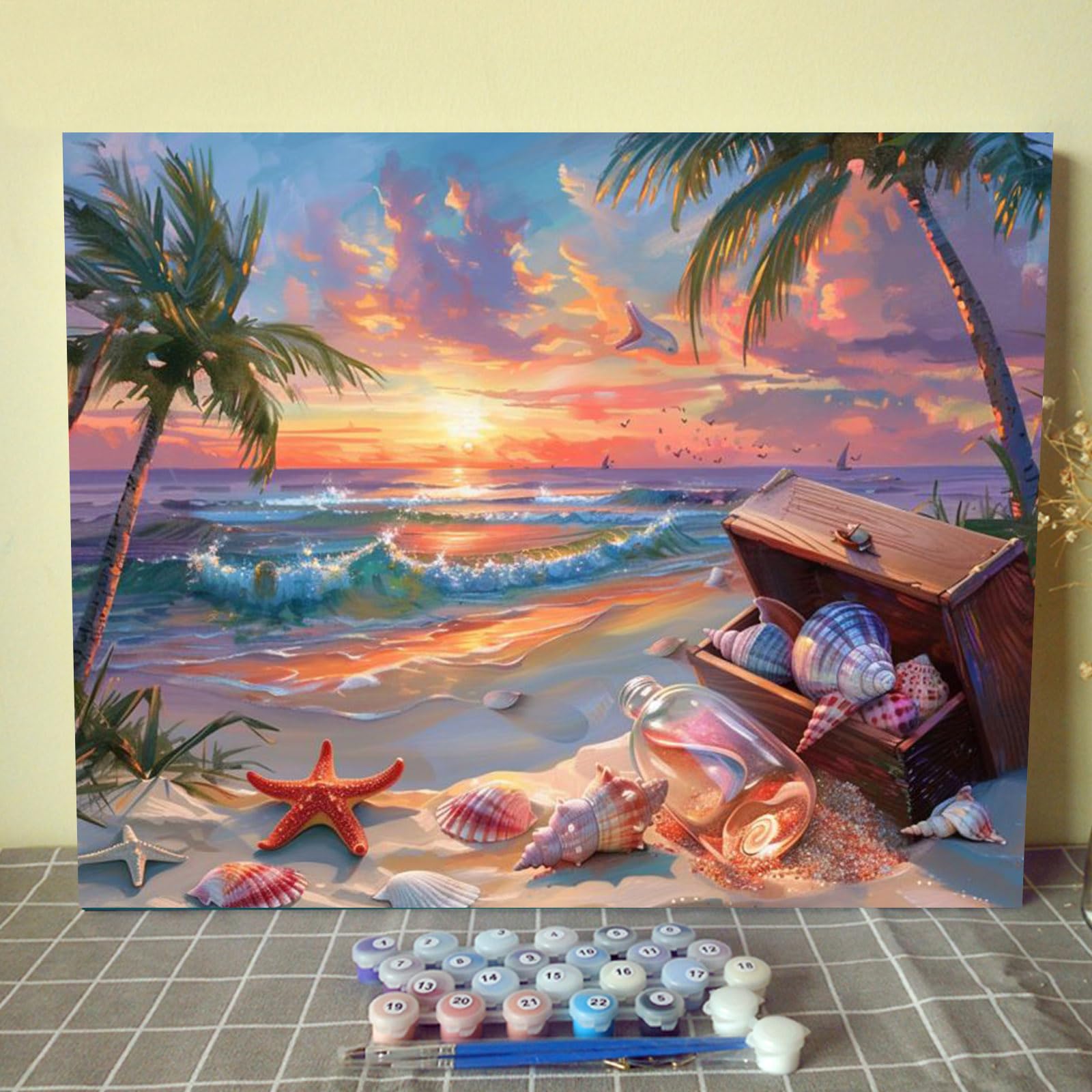 Beach Sunset Landscape Paint By Numbers for Adults Nature Seaside ...