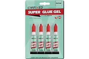 CYAFIXED Super Glue Gel, All-Purpose Superglue, Cyanoacrylate Instant Adhesive for Plastic, Wood, Metal, Repair - Four 3 Gram