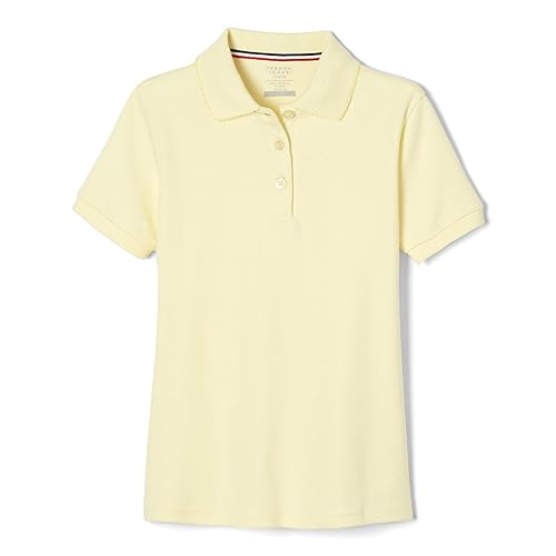 French Toast Girls Short Sleeve Picot Collar School Uniform (Standard And Plus) Polo Shirt, Yellow, 10-12 US