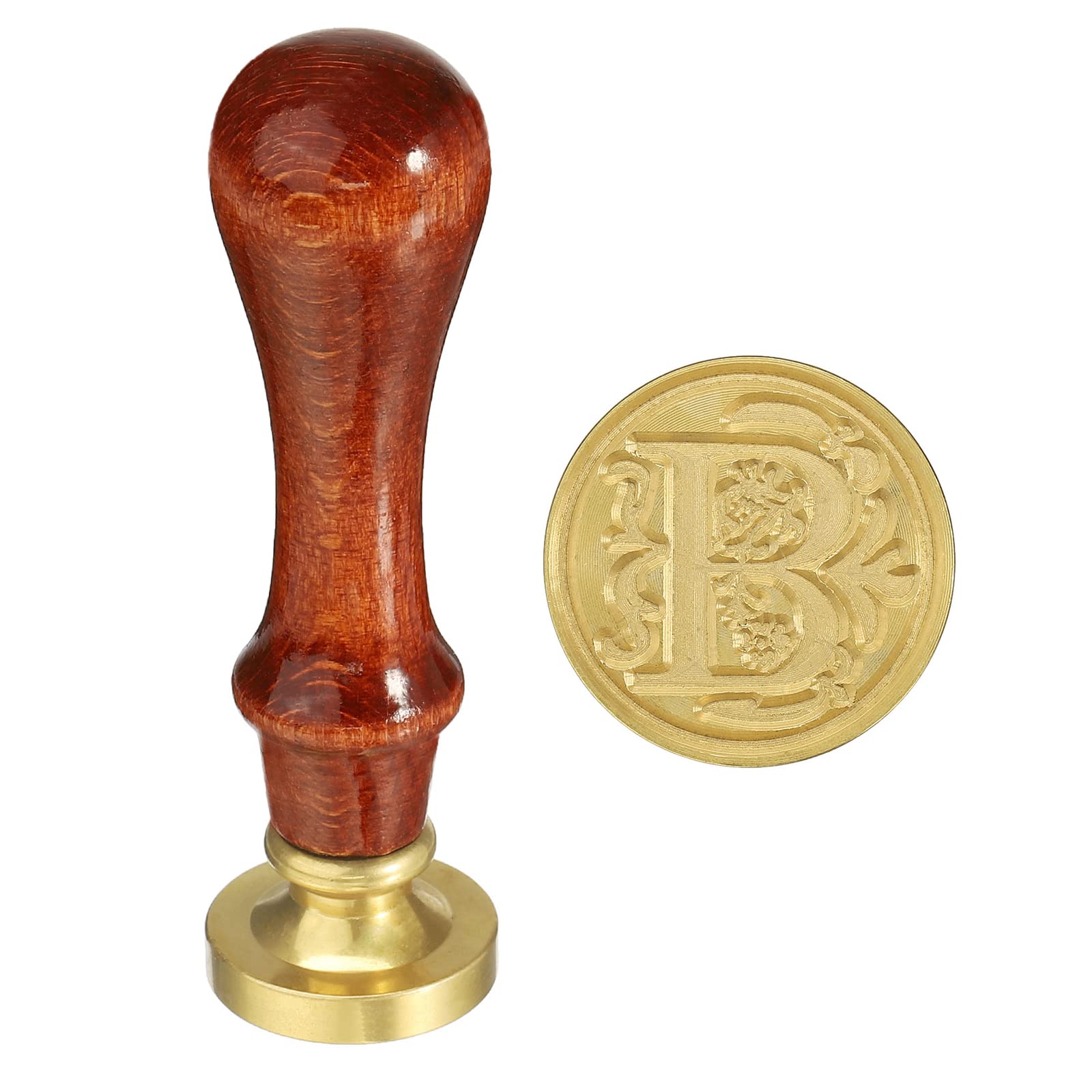 YOKIVE Alphabet Wax Seal Stamp, Letter Stamper with Removable Handle Head Decorate Postcards, Great for Festivals, Weddings (Golden, Red, Letter B)