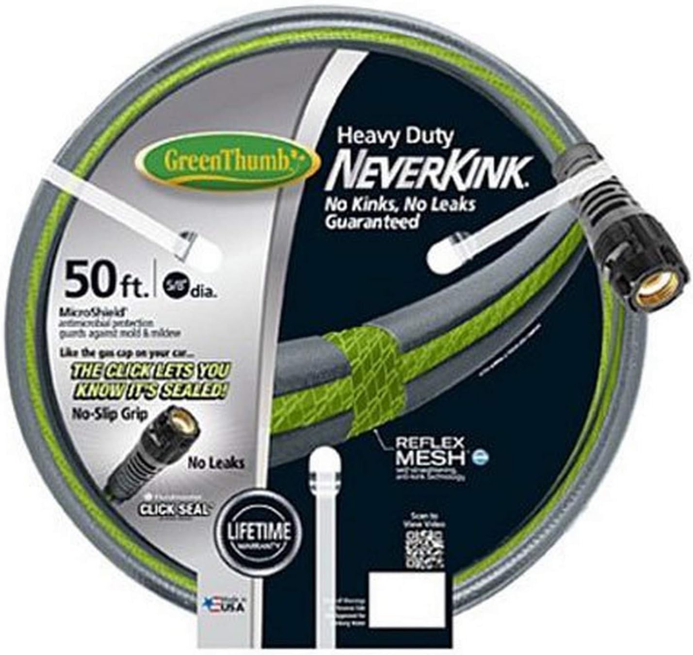 Green Thumb 8619-50 5/8" ID x 50 Neverkink Click Seal Heavy Duty Garden Hose