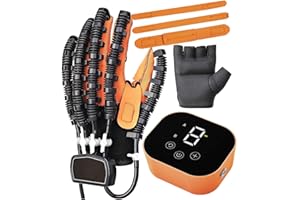 OUOQNUE Both Hands Rehabilitation Robot Gloves, 2024 Electric Hand Function Equipment, Stroke Hemiplegia Fingers Recovery Massage Therapy, Finger Robot Rehab Gloves (Left Hand, M)