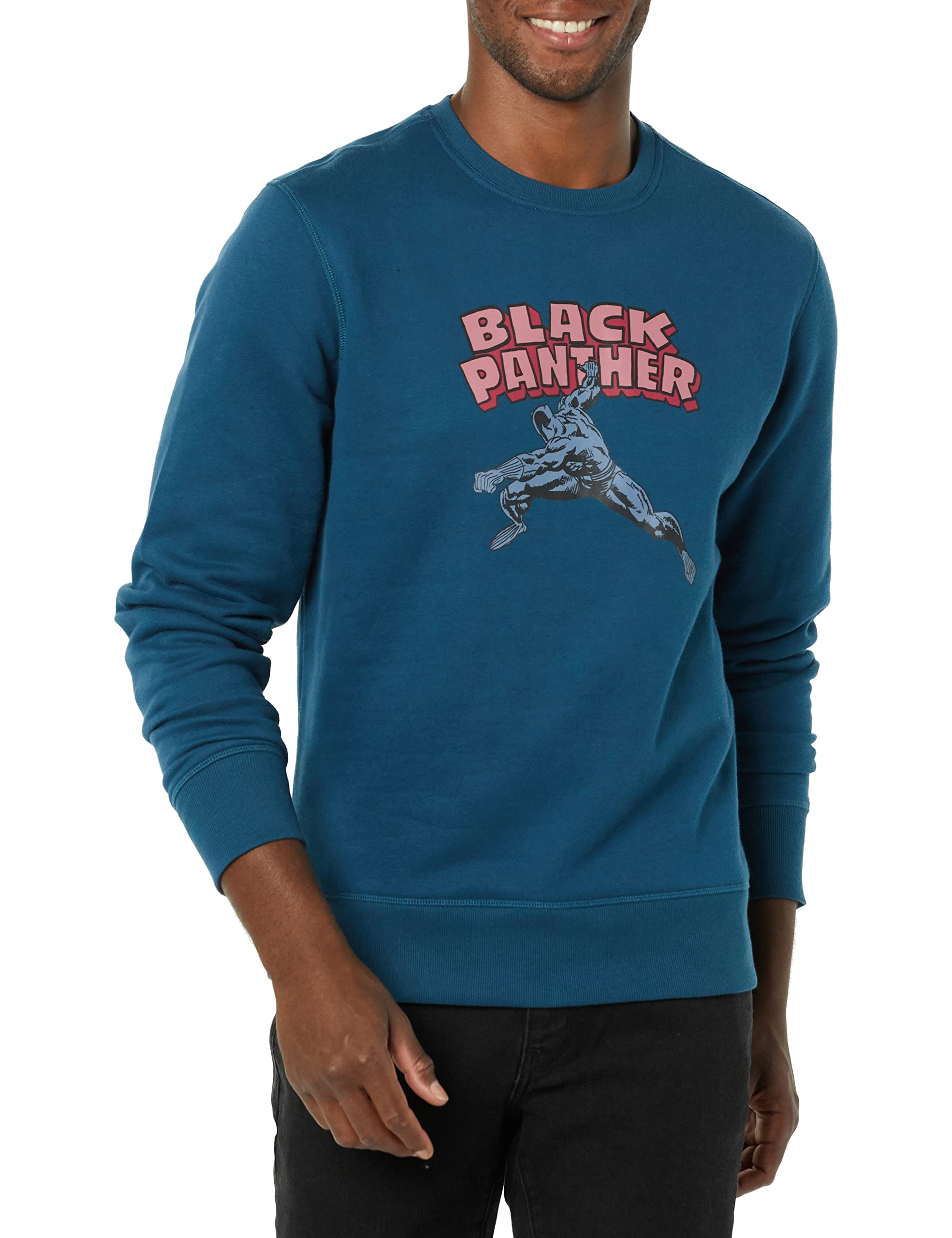 Photo 1 of Amazon Essentials Disney | Marvel | Star Wars Men's Fleece Crewneck Sweatshirt, Marvel Black Panther, XX-Large