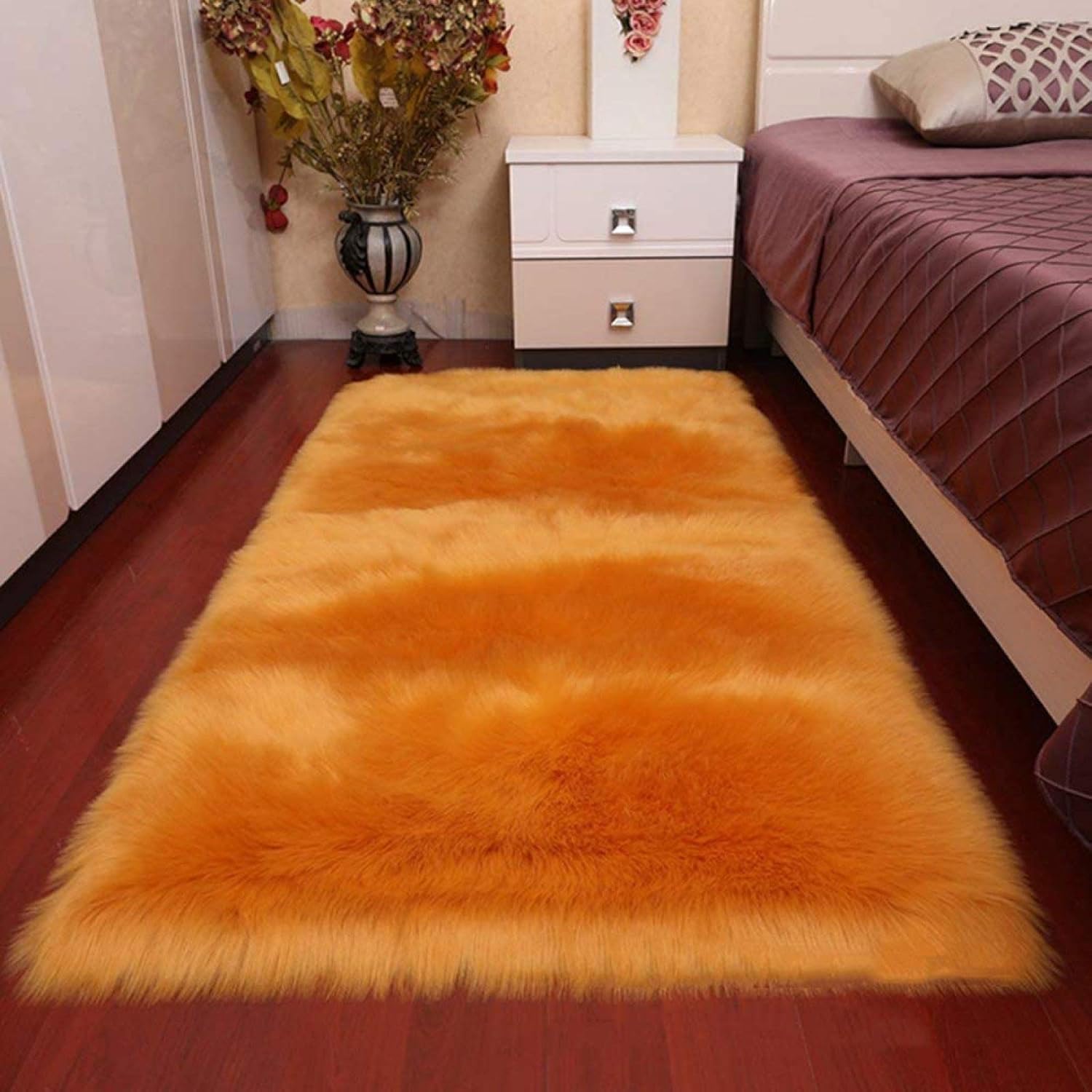 Balscw Faux Fur Carpet Long Fur Soft Wool Synthetic Fur Artificial Non