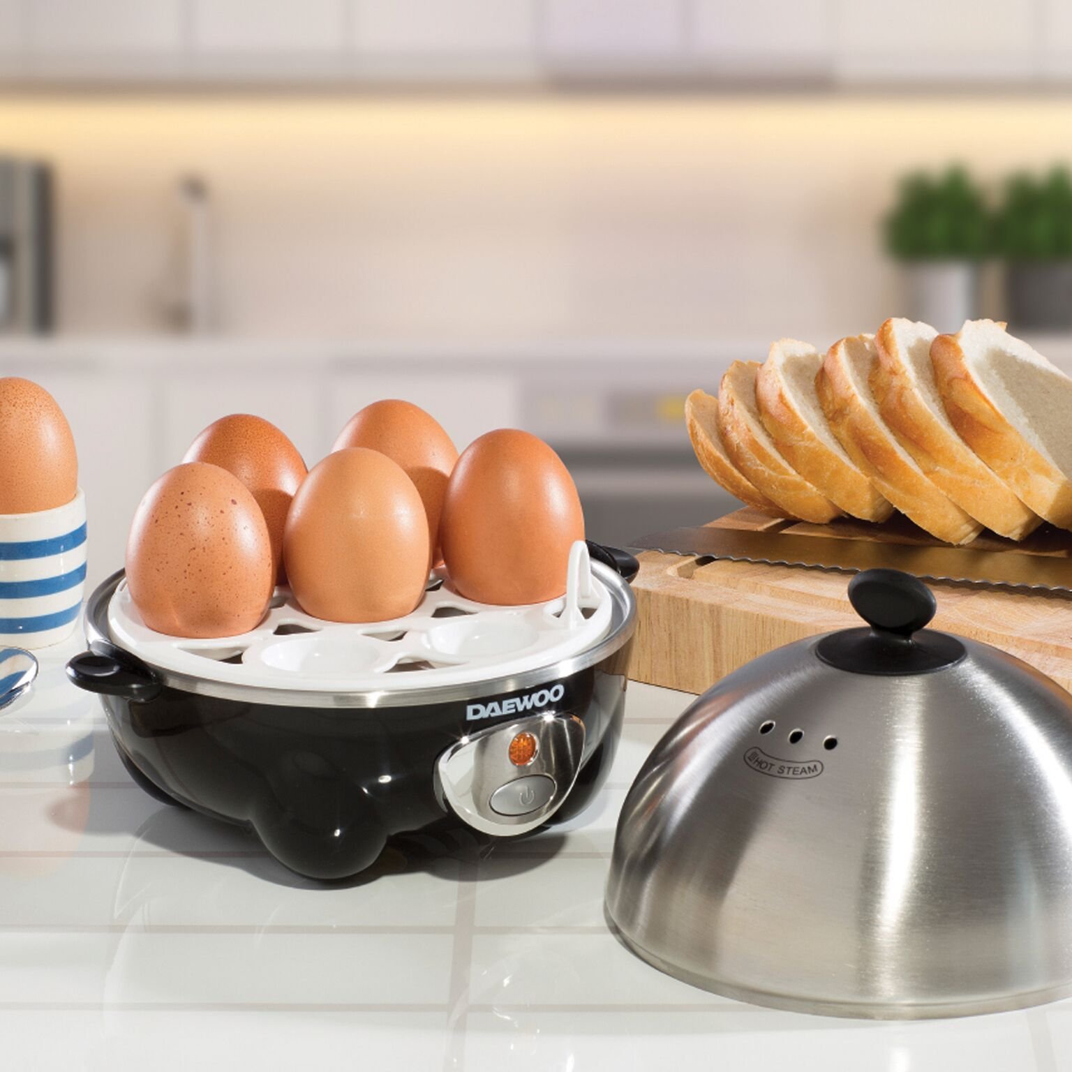 Daewoo 360W Compact Egg & Omelette Cooker with Steam Vents, Boil Dry