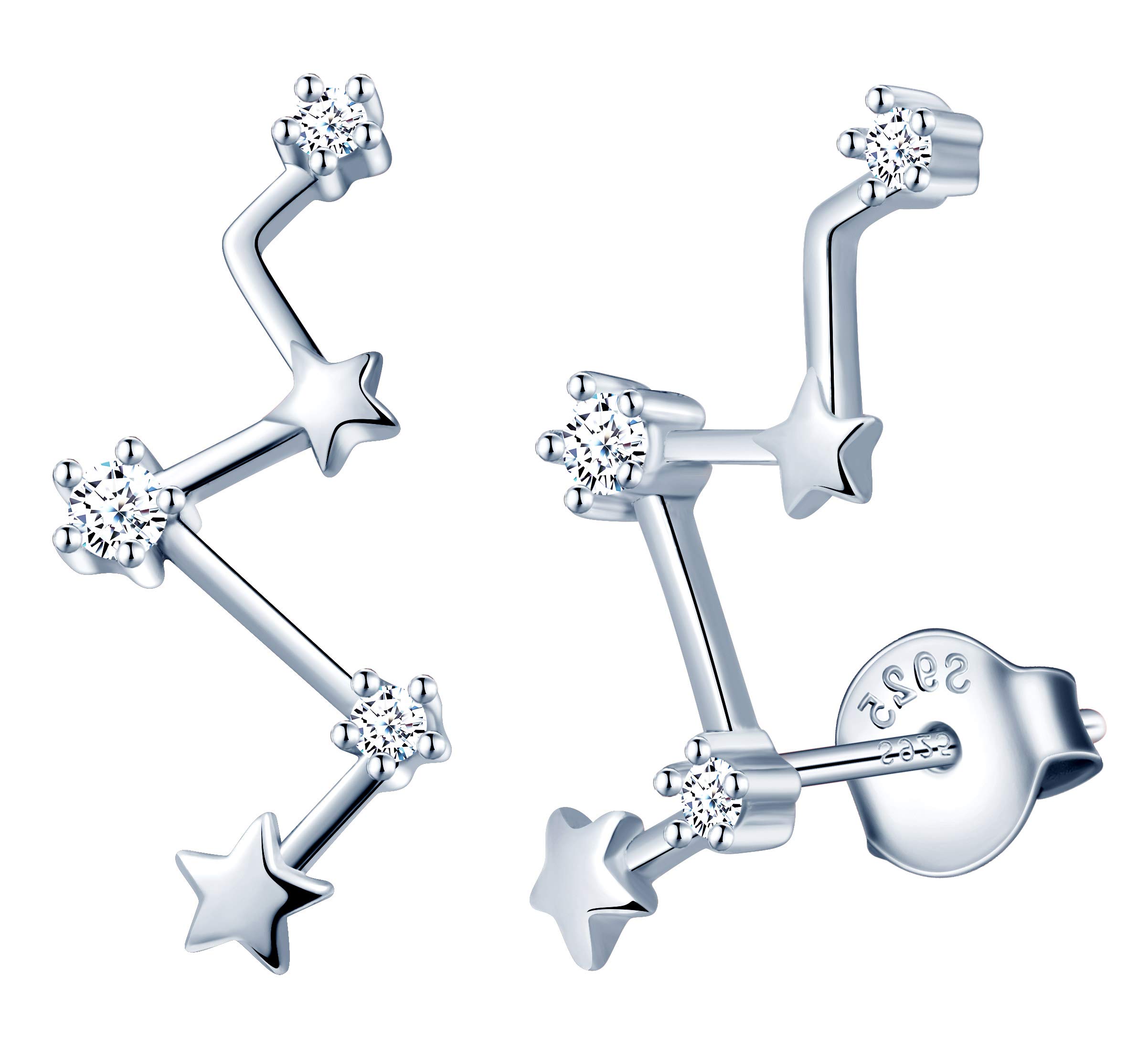 MicLee Woman's girl's Earrings, 925 Sterling silver earrings, Constellation star earrings studs, Inlaid zircon, Shiny and elegant, gift for Birthday, Valentine's Day and Christmas