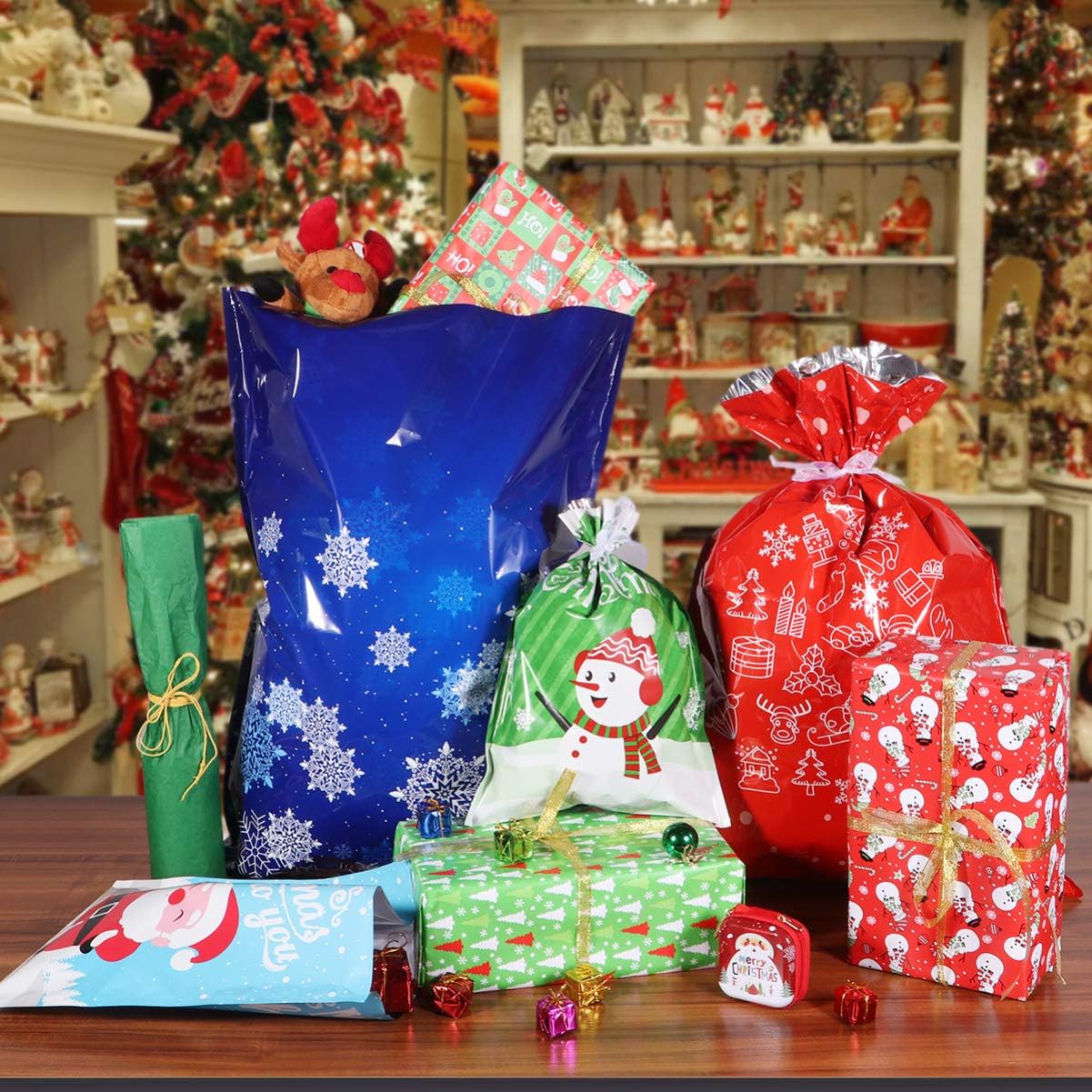 Cabilock 30PCS Christmas Gift Bags Kit Assorted Christmas Prints Gift Wrapping Goodie Bags Party Favor Pouches for Xmas Party Wedding - Image 5