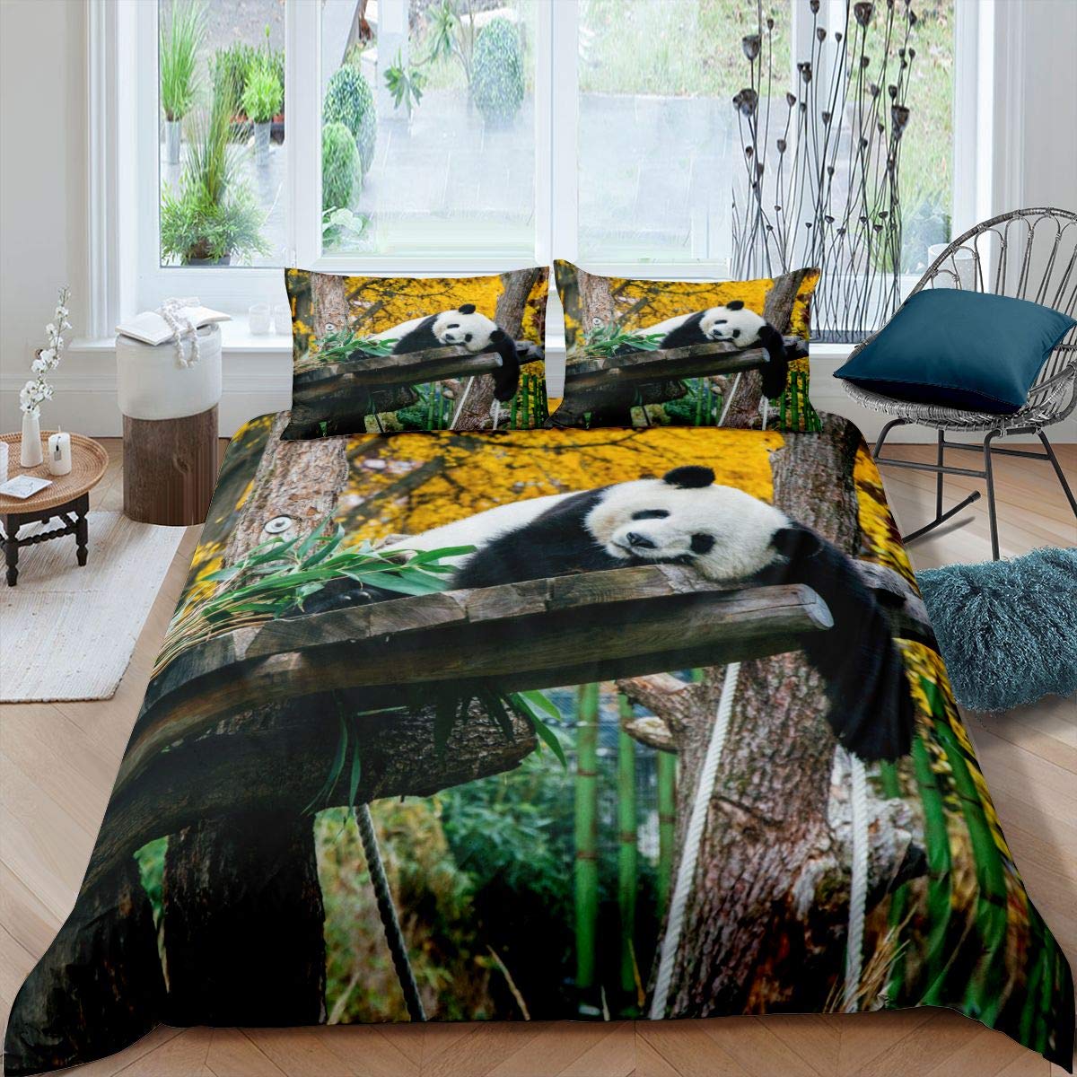 Homemissing Panda Duvet Cover Giant Panda Bedding Set Cute Animal Comforter Cover for Boys Girls Kids Panda Bear Bedding & Linen Double