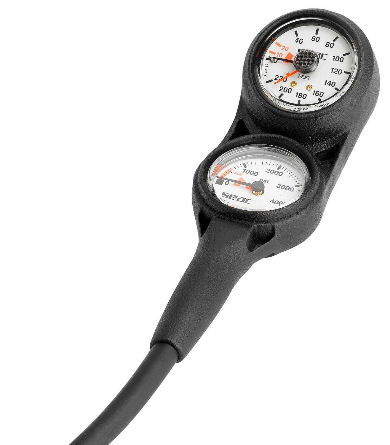 Seac Scuba Analog SPG Pressure or Depth Gauge Console with Brass