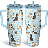 xiiai Dog Tumbler 40 oz with Handle and Straw, Leak-proof, Stainless Steel Insulated Travel Coffee Mug, Cute Dog Cup Gifts for Dog Mom Gifts for Dog Lovers Birthday Christmas (1 pc)