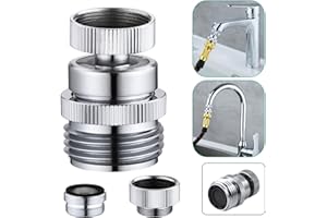 SNUTUYA Faucet to Garden Hose Adapter,Brass 3/4-Inch Garden Hose Adapter with Aerator, 360-degree Swivel for Kitchen And Bathroom,Chrome