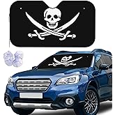 Pirate Flag Car Windshield Sun Shade Car Front Window Shades Windhsield Sunshade Cover Sun Visor Shield Block Automotive Interior Portector Blocks UV Rays for Car Truck SUV