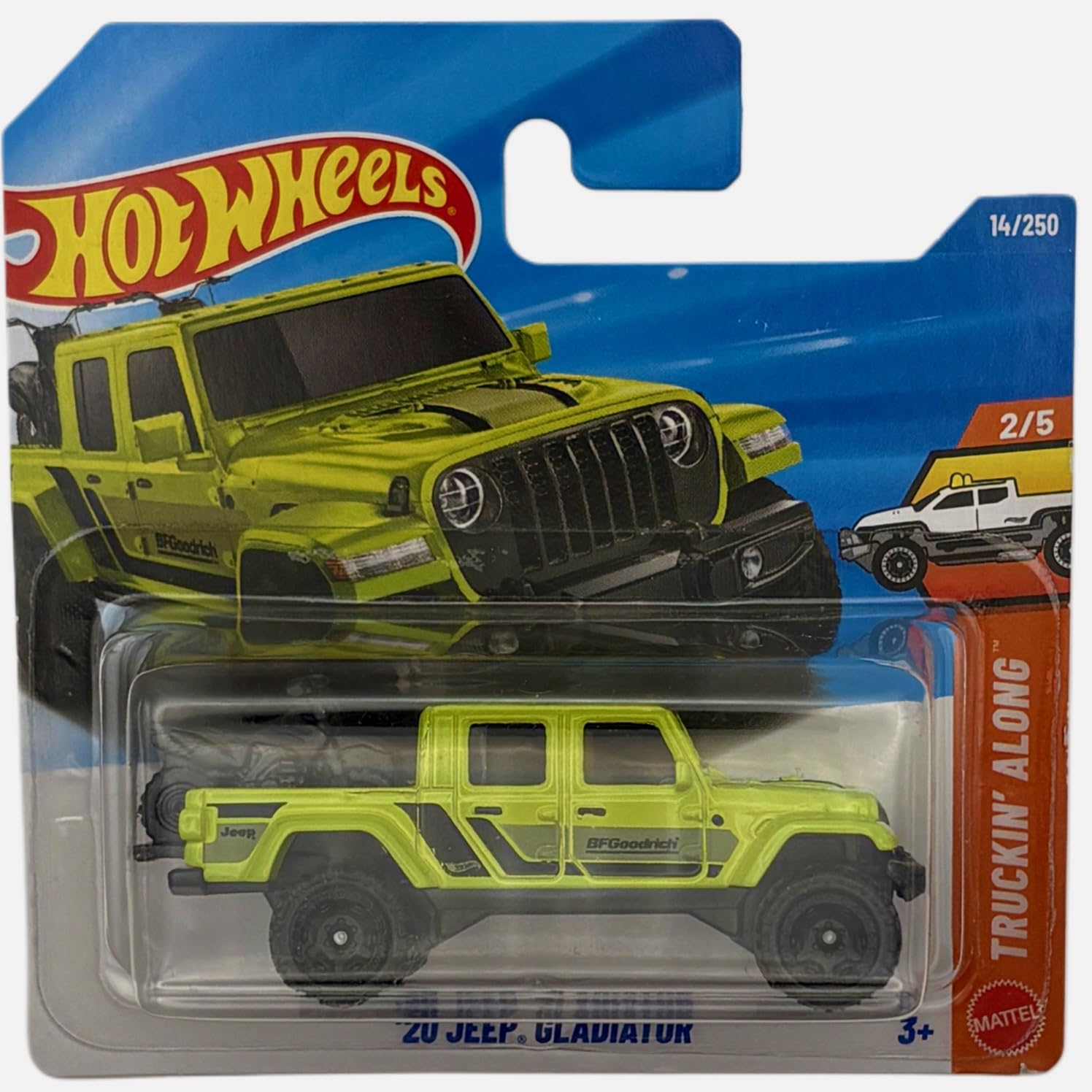 Hot Wheels - '20 Jeep Gladiator - Truckin' Along 2/5 - JJH91 - Short Card - Neon Yellow BFGoodrich Offroad Design - Mattel 2026-1:64 - Licensed Jeep Model