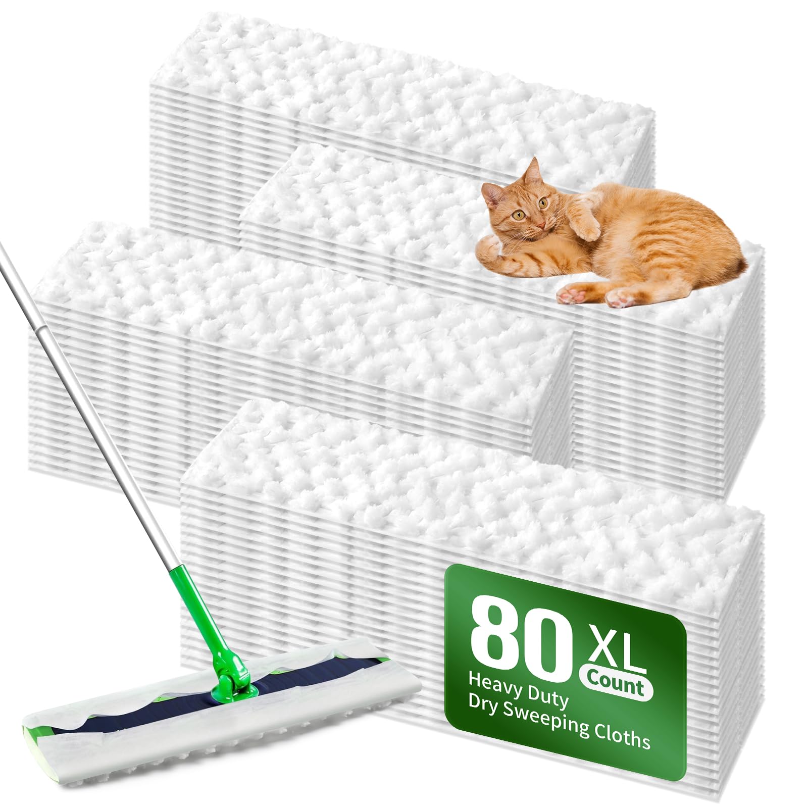 Photo 1 of Senowi Heavy Duty Dry Sweeping Cloths Compatible with Swiffer Sweeper XL Mop, Sweeper X-Large Dry Cloth Refills for Floor Mopping and Cleaning, Disposable Pet Dry Pads Refills, 80 Count